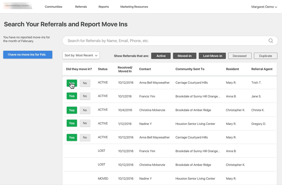 the new report move in flow